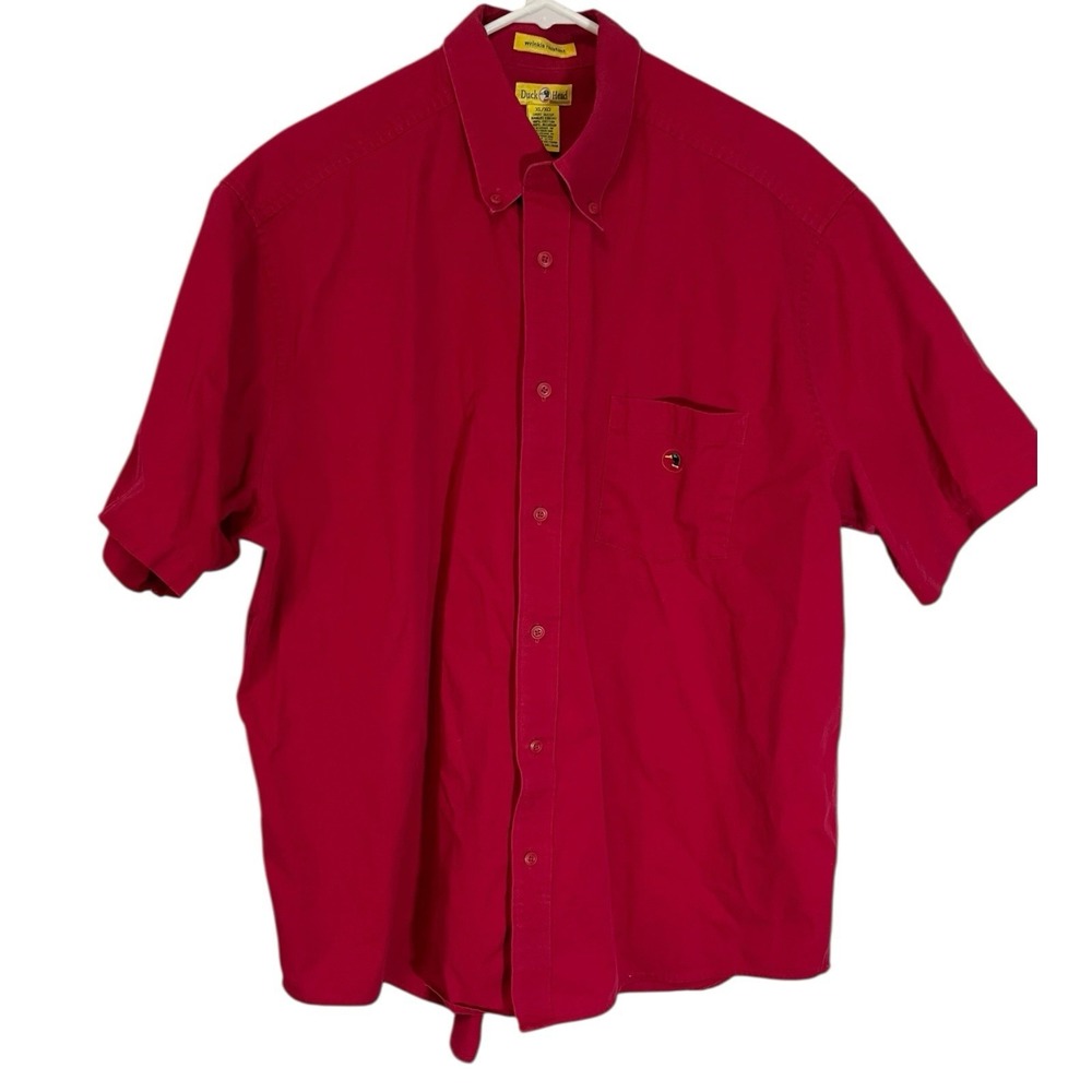 Duck Head XL Red Short Sleeve Button Down Shirt Wrinkle Resistant Prep Americana